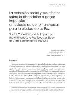 La cohesión social y sus efectos sobre la disposición a pagar impuestos: un estudio de corte transversal para la ciudad de La Paz