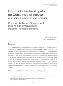 Causalidad entre el gasto de Gobierno y el ingreso nacional: el caso de Bolivia