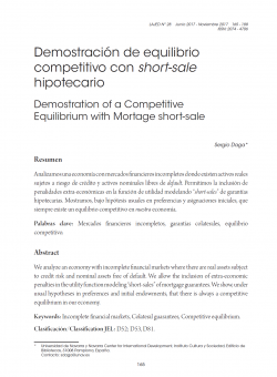 Demostración de equilibrio competitivo con short-sale hipotecario