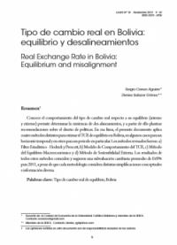 Tipo de cambio real en Bolivia:  equilibrio y desalineamientos