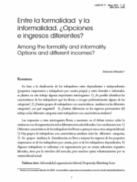 Entre la formalidad y la informalidad. ¿Opciones e ingresos diferentes?
