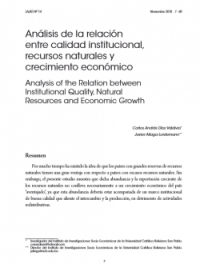 Análisis de la relación entre calidad institucional, recursos naturales y crecimiento económico
