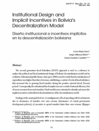 Institutional Design and Implicit Incentives in Bolivia's Decentralization Model