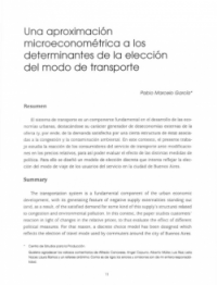Una aproximación microeconométrica a los determinantes de la elección del modo de transporte