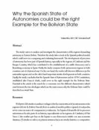 Why the Spanish State of Autonomies could be the right Example for the Bolivian State