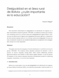 Desigualdad en el área rural de Bolivia: ¿cuán importante es la educación?