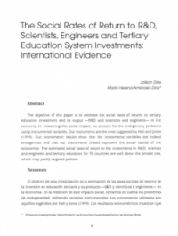 The Social Rates of Return to R&D, Scientists, Engineers and Tertiary Education System Investments: International Evidence
