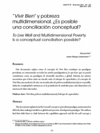 “Vivir Bien” y pobreza multidimensional. ¿Es posible una conciliación conceptual?