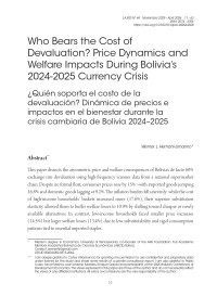 Who Bears the Cost of  Devaluation? Price Dynamics and  Welfare Impacts During Bolivia’s  2024-2025 Currency Crisis