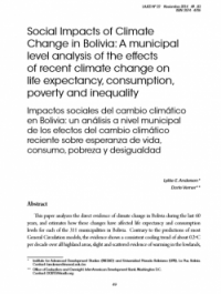 Social Impacts of Climate Change in Bolivia: A municipal level analysis of the effects of recent climate change on life expectancy, consumption, poverty and inequality