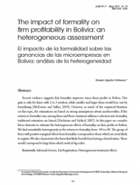 The impact of formality on firm profitability in Bolivia: an heterogeneous assessment