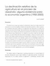 La declinación relativa de la agricultura en el proceso de desarrollo: alguna evidencia para la economía argentina (1955-2003)