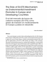 The Role of EU-ETS Mechanism as Environmental Investment Promoter in Europe and Developing Countries
