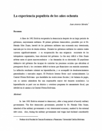 La experiencia populista de los años ochenta