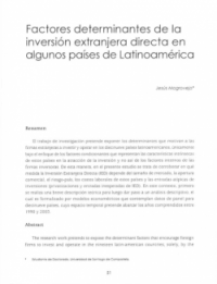 Factores determinantes de la inversión extranjera directa en algunos países de Latinoamérica