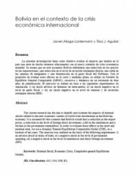 Bolivia en el contexto de la crisis económica internacional