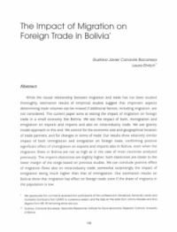 The Impact of Migration on Foreign Trade in Bolivia