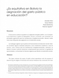 ¿Es equitativa en Bolivia la asignación del gasto público en educación?