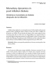 Monetary dynamics in post inflation Bolivia