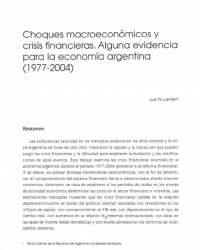 Choques macroeconómicos y crisis financieras. Alguna evidencia para la economia argentina(1997-2004)