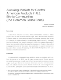 Assessing Markets for Central American Products in U.S. Ethnic Communities (The Common Beans Case)