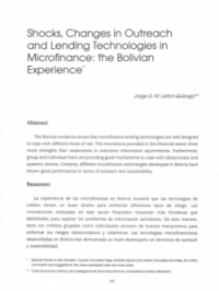 Shocks, Changes in Outreach and Lending Technologies in Microfinance: the Bolivian Experience