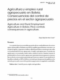 Agricultura y empleo rural agropecuario en Bolivia. Consecuencias del control de precios en el sector agropecuario