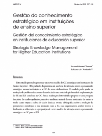 Gestão do conhecimento estratégico em instituições de ensino superior