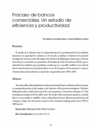 Fracaso de bancos comerciales. Un estudio de eficiencia y productividad