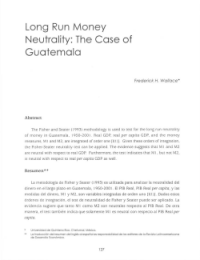 Long Run Money Neutrality: The Case of Guatemala