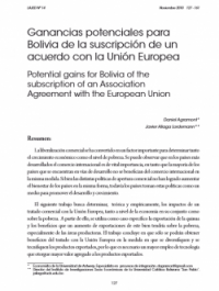 Ganancias potenciales para Bolivia de la suscripción de un acuerdo con la Unión Europea