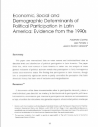 Economic, Social and Demographic Determinants of Political Participation in Latin America: Evidence from the 1990s