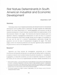 First Nature Determinants in South American Industrial and Economic Development