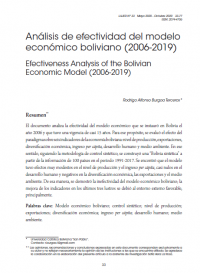 Análisis de efectividad del modelo económico boliviano (2006-2019)