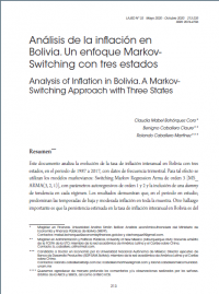 Análisis de la inflación en Bolivia. Un enfoque Markov- Switching con tres estados