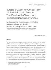 Europe’s Quest for Critical Raw  Materials in Latin America:  The Clash with China and  Diversification Opportunities