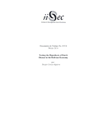 Testing the Hypothesis of Dutch Disease in the Bolivian Economy