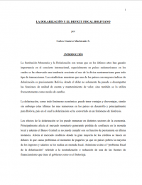 La Dolarización y el Déficit Fiscal Boliviano