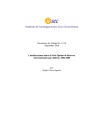 Consideraciones sobre el Nivel Óptimo de Reservas Internacionales para Bolivia: 2003-2009