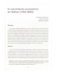 El crecimiento económico en Bolivia (1952-2003)