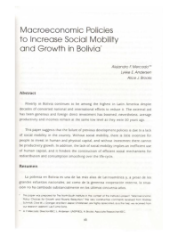 Macroeconomic Policies to Increase Social Mobility and Growth in Bolivia