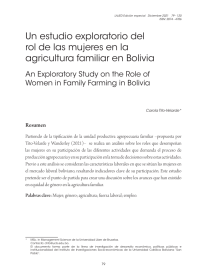 Un estudio exploratorio del rol de las mujeres en la agricultura familiar en Bolivia