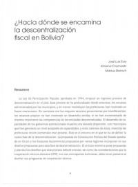 ¿Hacia dónde se encamina la descentralización fiscal en Bolivia?