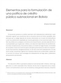 Elementos para la formulación de una política de crédito público subnacional en Bolivia