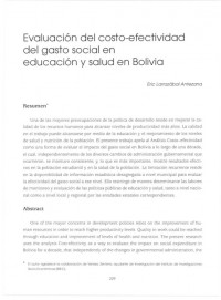 Evaluación del costo-efectividad del gasto social en educación y salud en Bolivia