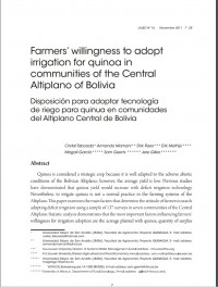 Disposición para adoptar tecnología de riego para quinua en comunidades del Altiplano Central de Bolivia