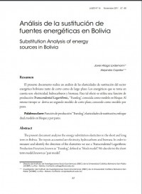 Análisis de las sustitución de fuentes energéticas en Bolivia.