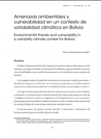 Amenzas ambientales y vulnerabilidad en un contexto de variabilidad climática en Bolivia