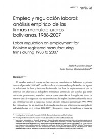 Empleo y regulación laboral: análisis empírico de las firmas manufactureras bolivianas, 1988-2007