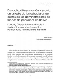 Duopolio, diferenciación y escala: un estudio de las estructuras de costos de las administradoras de fondos de pensiones en Bolivia